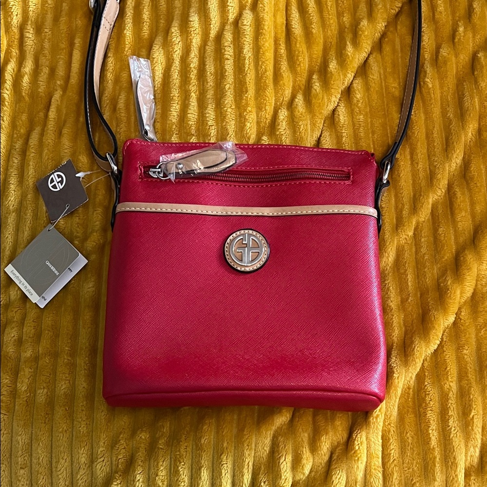 Giani Bernini Red Crossbody Bag with Gold Accents